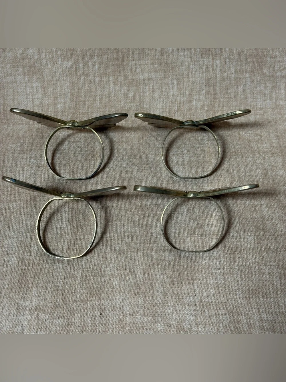 Vintage Brass Butterfly Napkin Rings - Set of Four